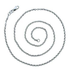 16" Cable Rolo Link Chain 14k White Gold Necklace